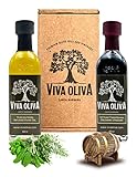 Viva Oliva Two 60ml (2oz) Variety Gift Set - Tuscan Herb Infused Olive Oil & 18 Year Traditional Barrel Aged Balsamic Vinegar - Premium Quality - 100% Natural