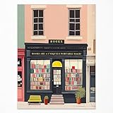 DOLJKCS Book Wall Art Bookshop illustration Poster Pink Room Decor Aesthetic The Bookshop On The Corner Paintings Prints for Reading Nook Wall Decor 12x16 Inch Unframed Book Lover Gift