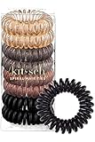 Kitsch Spiral Hair Ties for Women - No Crease Hair Coils for Thick and Thin Hair | No Damage Phone Cord Hair Ties, 8pcs (Brunette)