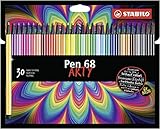 STABILO Premium Fibre-Tip Pen Pen 68 - Pack of 30 - Assorted Colours