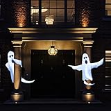 CCINEE Peek A Boo Hanging Ghost with White Lights 50' X 53' Prelit Large Spooky Outdoor Tree Wrap Ghost Decoration for Halloween Party Lawn Patio Haunted House Props Supply