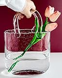 OLEEK Purse Vase for Flowers (Handmade) Clear Glass Purse Vase - Cool & Cute vases for centerpieces - Glass Bag vase for Flowers - Fish Bowl - Glass Handbag Flower vase - Glass Purse vase for Drinks