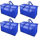 TICONN 4 Pack Extra Large Moving Bags with Zippers & Carrying Handles, Heavy-Duty Storage Tote Moving Boxes for Space Saving