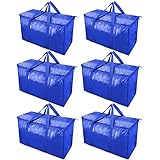 TICONN 6 Pack Extra Large Moving Bags with Zippers & Carrying Handles, Heavy-Duty Storage Tote Moving Boxes for Space Saving