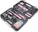 Amazon Basics Household Tool Kit With Storage Case, 142 Piece, Pink, 13.39 x 9.25 x 2.95 inch