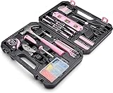 Amazon Basics Household Tool Kit With Storage Case, 142 Piece, Pink, 13.39 x 9.25 x 2.95 inch