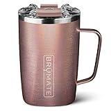 BrüMate Toddy - 16oz 100% Leak Proof Insulated Coffee Mug with Handle & Lid - Stainless Steel Coffee Travel Mug - Double Walled Coffee Cup (Glitter Rose Gold)