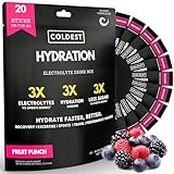 Coldest Liquid Hydration - Electrolyte Powder Packets - Electrolyte Drink Mix - Easy Open Single-Serving Stick Drop in Water - 20 Count (Fruit Punch)