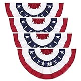 3 x 6 Ft American Pleated Fan Flag, USA Patriotic Half Fan Bunting Flag, 4th of July Decorations Flags (Set of 4)