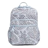 Vera Bradley Women's Cotton XL Campus Backpack Bookbag, Soft Sky Paisley, One Size