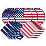 Gatherfun American Flag Patriotic Party Supplies Disposable Napkins and Paper Plates for Veterans Day Election Day 4th of July Independence Day Decorations, Serve 50