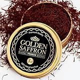 Golden Saffron, Finest Pure Premium All Red Saffron Threads, Grade A+ Super Negin, Non-GMO Verified. For Tea, Paella, Rice, Desserts, Golden Milk and Risotto (3 Grams)